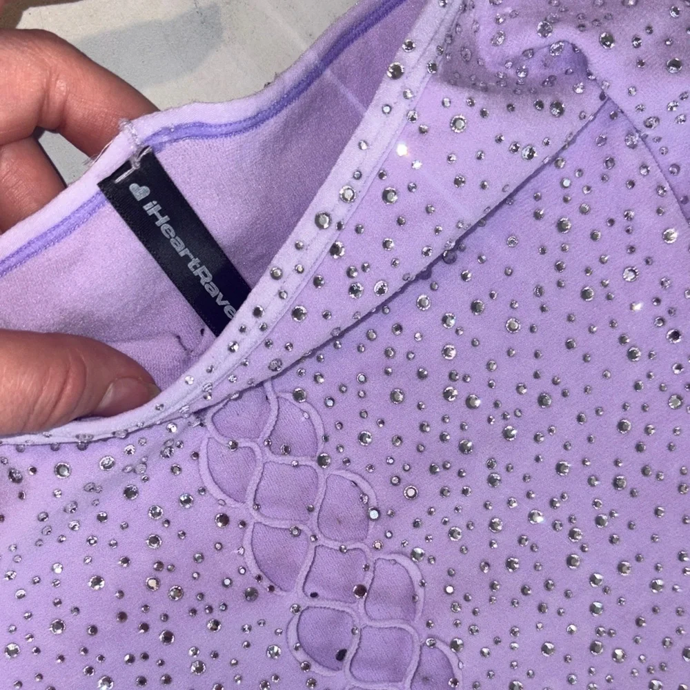 #23 Lavender Long Sleeve Bodysuit with Rhinestones - Picture 2 of 6